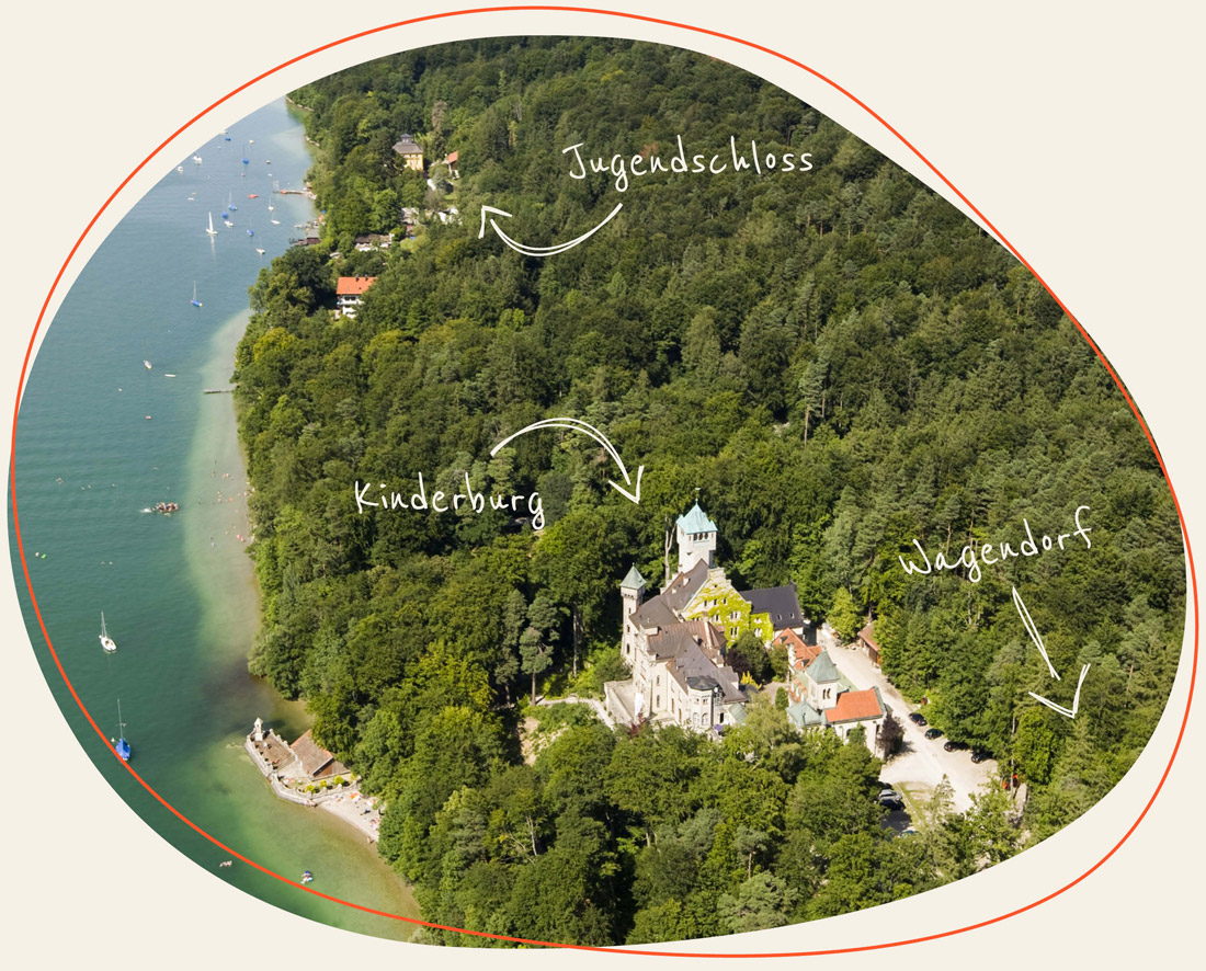 Vogelperspektive wo man Burg und Schloss sieht 